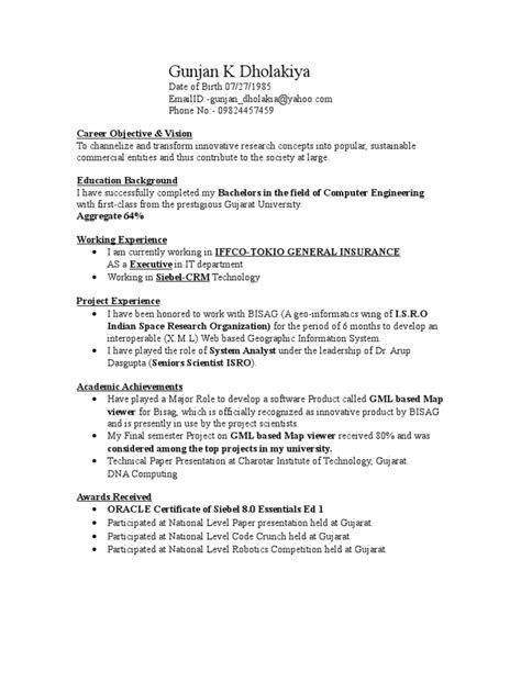 Best Resume For Job Seekers Databases Science And Technology