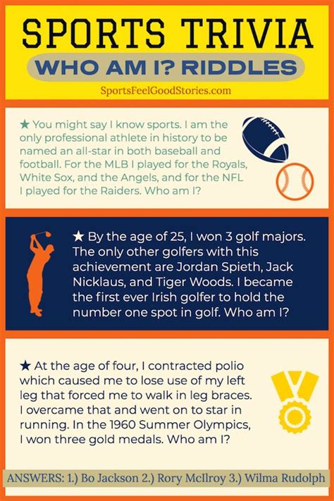 Best Sports Trivia Questions Quiz and "Who Am I" Riddles