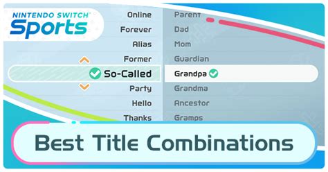 Best Title Combinations Title Generator Nintendo Switch Sports