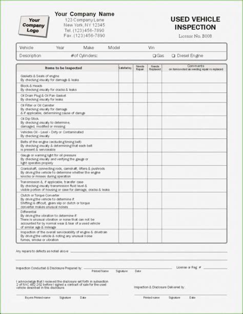 Best Truck Inspection Checklist Template Excel Example Inspection