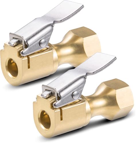 Tire Air Chuck Quick Connect - Open Flow Heavy-Duty Locking Air Chucks for Tires - 250 PSI Rated Brass Air Compressor Tire Inflator Attachment, 1/4'' Female NPT Thread Fits Most Air Hoses - 2 Pack 4.3 out of 5 stars 883. 