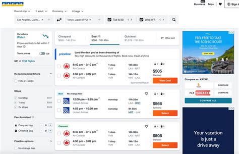 Best airfare search engine. 10. Google Flights. 1. Kiwi. Kiwi.com is a travel technology company founded in 2012 in the Czech Republic that offers a unique flight search and booking service. The innovative part of Kiwi is that it uses AI and historical data to propose unique virtual interlining itineraries, often referred to as hacker fares. 