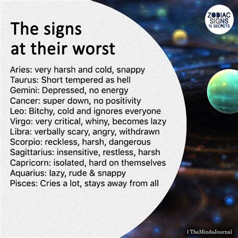 Taurus - The best and worst characteristics of the earth sign Virgo - The key traits for the sign include loyalty and kindness Librans often self-indulge and have a taste for the finer things in life.. 