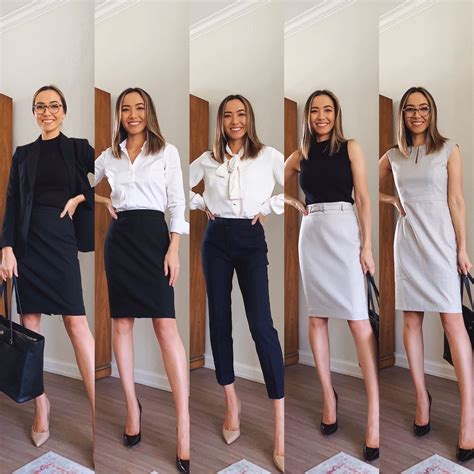 One example of a business casual outfit for women is a nice pair of slacks paired with a stylish blouse and casual heels. Another example is wearing a nice blouse with a knee-length skirt and simple heels.. 
