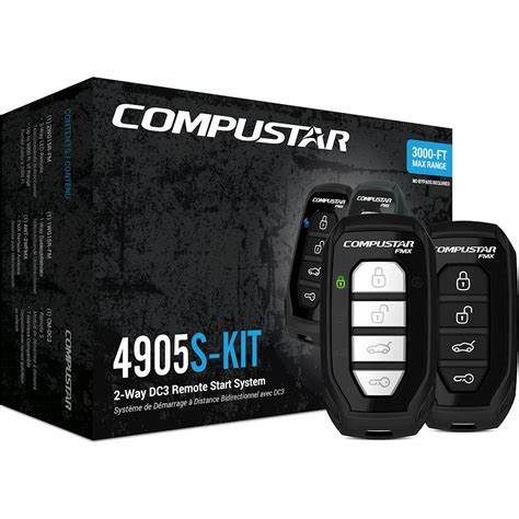 Modernize your vehicle with this Compustar remote start system. Its two transmitters let you lock and unlock doors and open the trunk of your car remotely from up to a 1,000-foot distance. This universal Compustar remote start system enables keyless entry and comes with a bypass module for complete installation.. 