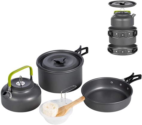 The best camping cookware at a glance: Best for simple campervan meals (Editor's choice): Cozyswan Outdoor Pot Pan Set - Buy now from Amazon UK. Best for campervan brew-ups: HI-GEAR Collapsible Kettle 1.5L - Buy now from Go Outdoors. Best for tasty campervan toasties: Outdoor Revolution Camping Double Sandwich Maker - Buy now from .... 