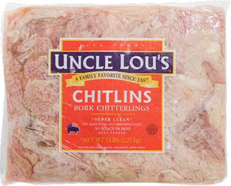 Bring the pot to a boil, and cook for at least 5 minutes. After boiling, reduce the heat and simmer, uncovered, for 2 hours until they are tender.Using a slotted spoon, remove the chitterlings from the water and drain in a colander.Cut chitterlings into 1-inch pieces and serve while hot.