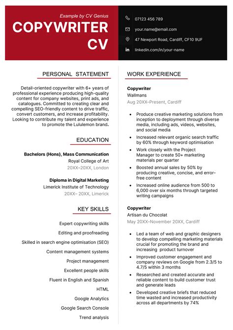 Best copywriter CV Example