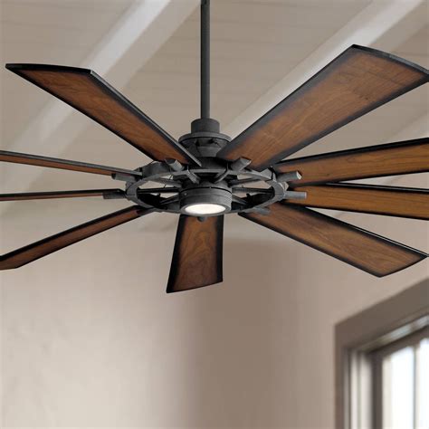 Best fans for large rooms. Within these standards, the best rated large ceiling fan for high ceilings in Amazon is the Hunter 53237 Builder Plus. The Hunter 53237 has 52” blades, suitable for large rooms. This sleek and modern looking fan is equipped with a three-light fixture with candelabra bulbs. The motor technology makes it quiet, durable, and powerful. 