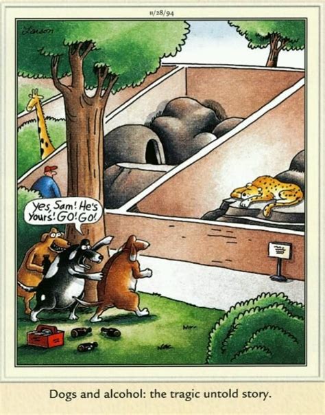 Dec 14, 2022 · Gary Larson's The Far Side comic strip was in syndication for 15 years and resulted in over 4300 individual comic strips covering topics ranging from construction workers comparing lunches to aliens visiting earth. In 2019, Larson resumed drawing his cartoons for his website and while the art style is updated thanks to digital painting ... . 