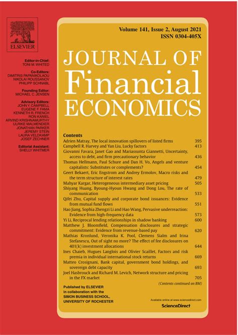 producing a list of top-tier journals that would be used for P&T cases, for tasks such as the tabulation of publications by individuals listed in cohort comparison tables. Top-tier journals The finance department’s top-tier journals list comprises the following eight journals: Journal of Finance Review of Financial Studies. 