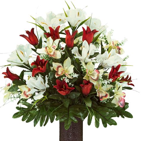 Best flowers for graves in winter.  provides quality silk cemetery flow...