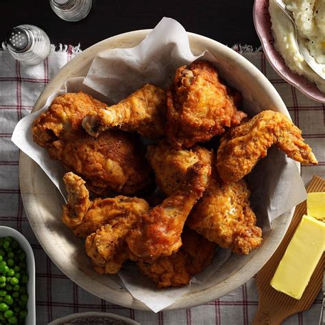 Best fried chicken. Step 1. Combine 1 tablespoon salt with 3 quarts water in a large bowl or container. Add chicken, cover and refrigerate 8 hours or overnight. Drain, rinse with cold water and pat dry. Step 2. Stir... 