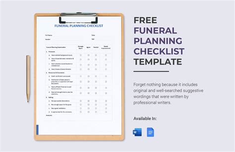Best funeral planning checklist.  Word Templates: Using a Word template allows for ...