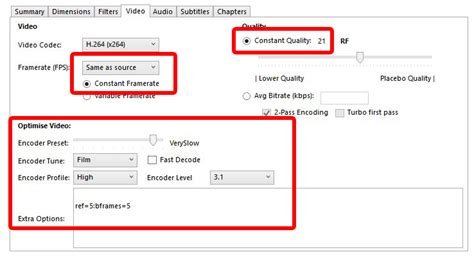 Best handbrake settings for highest quality.  Using it with a Constant Quali...