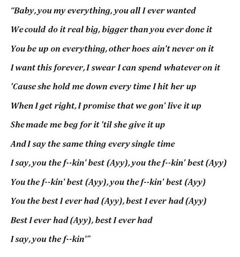 Best i had ever had lyrics. Things To Know About Best i had ever had lyrics. 