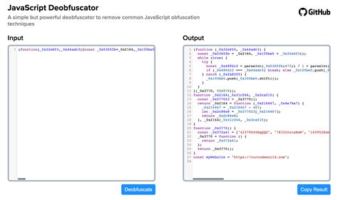 Best javascript deobfuscator.  Support for all obfuscation types including webpack bun...