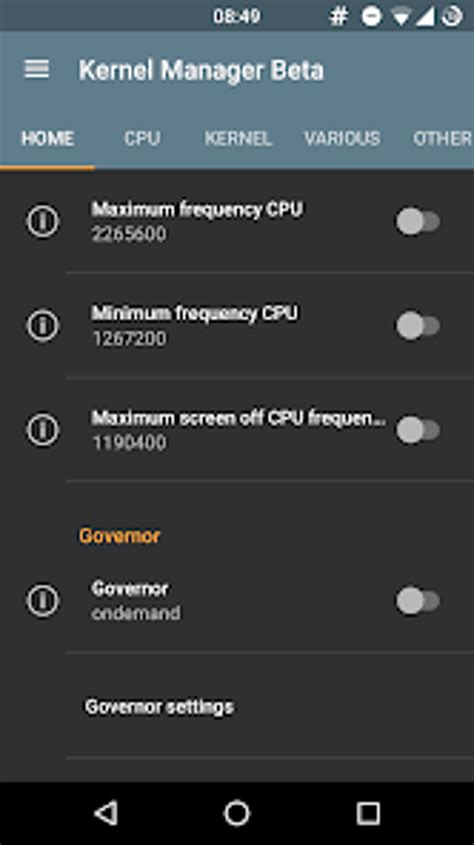 Best kernel manager for android.  There are also options to toggle the mount...