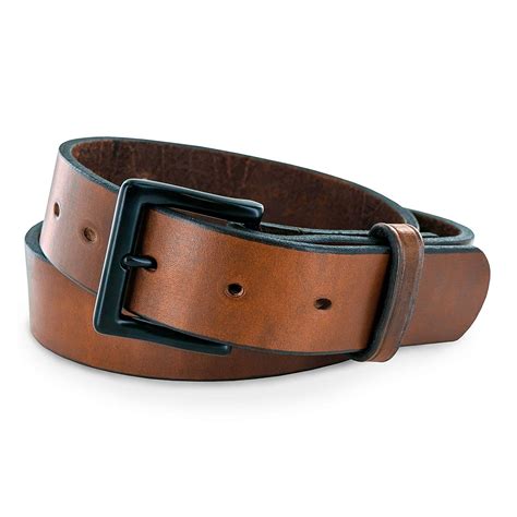 Best leather belts. It is the best leather belt because it is: - Made of full grain leather - Has three layers of leather - Is marine grade polyester thread - Is durable and sturdy - Looks great and ages beautifully - Is comfortable to wear - Supports things such as your sidearm with ease . Width: 1.50" Thickness: 5.50mm to 6mm. 