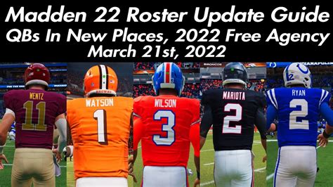 Best madden 22 roster download. - 2021-2022 Rosters are IN the MOD file and not editable in game. You must scroll past the NFL teams and will find the College teams or load the included Roster file. - The included roster file is only included if you'd like to eliminate the NFL teams from the Play Now screen. -Play Now and H2H Online Modes ONLY. 