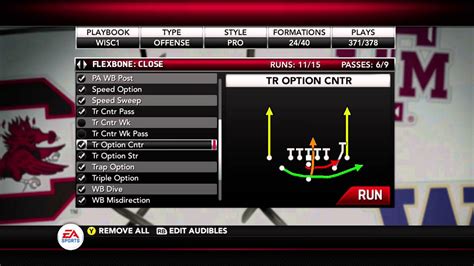 Best offensive playbook I've found is Ole Miss with 65% run. This O will only work with at least a semi mobile qb. On D I switched to 4-2-5 as people like to throw a lot and the fifth db on the field is your backup strong safety so you can still defend the run. 