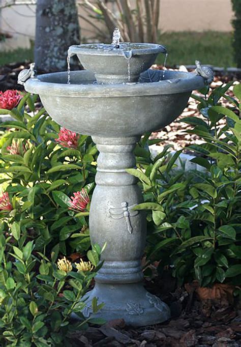 Angelo Décor Montgomery Fountain, 18-inch Height, with Pump and LED Lights . The Angelo Décor Montgomery Fountain offers a Sleek Contemporary Shape with a Bubbling Water Flow.The top feature has an imbedded LED Light Ring that illuminates the gurgling flow.Provides a modest yet calming sound effect.Made with NuCrete®, a fibre-reinforced, …