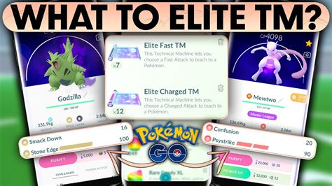 Elite Charged TM and Elite Fast TM are special Pokémon GO items that allow you to change a Pokémons move by picking the new move that the Pokémon will learn. You can find the list of best Pokémon to use an Elite TM on here: Elite TM Tier List. Unlike regular Fast TMs and Charged TMs, using Elite TMs does not result in a Pokémon learning .... 