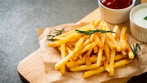 Best potato for french fries. Fry: Fry the potatoes at a low temperature of 300°F until they are tender. Let them drain on a paper towel or kitchen towel for at least 30 minutes. Fry again: Fry the potatoes at a higher temperature of 375°F to create a crispy, golden-brown crust. Let the excess oil drain on paper towels, season with salt, and serve immediately. 