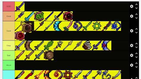 Aug 1, 2023 · Find out the strongest weapons to use in Terraria 