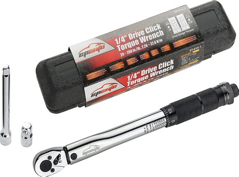 Feb 22, 2023 · Best Alternative: Venzo 1/4 Inch Drive Torque Wrench Set. Best for Tight Spaces: Pro Bike Tool Drive Torque Wrench. Most Portable: Tekton 24320 Torque Wrench. Most Durable: Tekton Click Torque Wrench TRQ21101. Best for Beginners: Park Tool TW-5.2 Torque Wrench. Best All-Around: Park Tool ATD 1.2 Torque Driver.. 