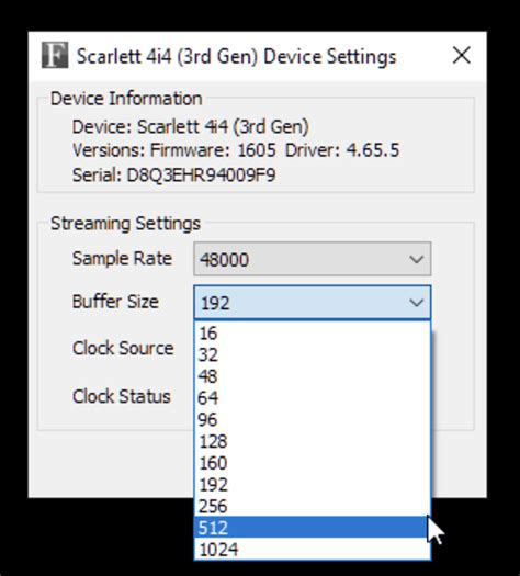 Best sample rate and buffer size focusrite