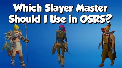 Slayer Masters are masters of the Slayer skill who offer slayer assignments to players. Slayer Masters differ in the difficulty and number of monsters they assign, as well as the number of slayer points they offer. All standard Slayer Masters also sell Slayer equipment, which are required when killing various slayer monsters.. After completion of Smoking …. 