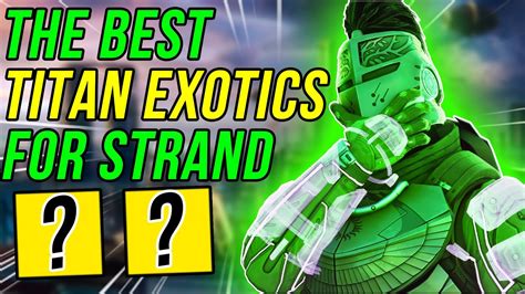Best strand exotics. Jan 10, 2024 · Warlock Strand PvP build. Because of its competitive nature, stats are significantly more critical in the Crucible than in PVE. For Warlocks, high Recovery is a must as it is tied to your health and rift regeneration speeds. Additionally, because of Destiny’s ability-focused nature, high Discipline is irreplaceable too. 