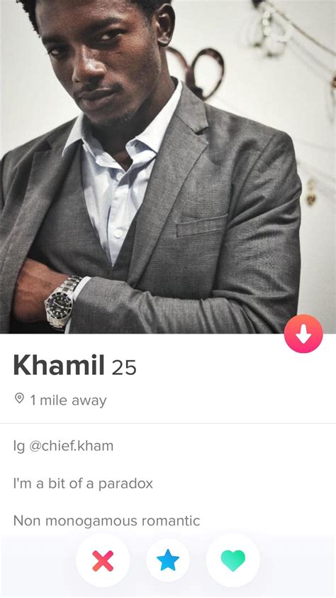 Best tinder bios for guys. With a 500-character limit on your profile, Tinder is all about your photos. Women take about 1/10th of a second to form an opinion of you based on your photograph. That’s literally a split-second decision to swipe left or right. To land more right swipes, you don't just need a good photo – you need 3 to 5 exceptionally strong ones. 