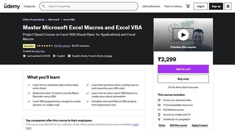 Best udemy excel course.  Master Microsoft Excel Macros and Excel VBA (Udemy) Cu...