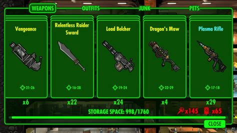 Best weapons in fallout shelter. The Dragon's Maw is a unique variant of the plasma thrower that is added to Fallout Shelter with the 1.4 update. While the Dragon's Maw's maximum damage is surpassed only by the Fire hydrant bat by two points, the Dragon's Maw still retains the highest average damage of 25.5, whereas the Fire hydrant bat only has an average damage of 25. While … 