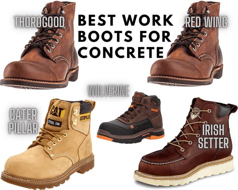 Best work boots for concrete. Some of the top-rated work boots for concrete surfaces include the Thorogood Men’s American Heritage 6″ Moc Toe, WOLVERINE Men’s Overpass Mid Cm Boot, and the ARIAT Men’s Rebar Flex 6″ H2O Composite Toe Work Boot. Each of these boots offer excellent comfort, durability, and safety features that … 