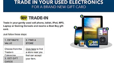 Bestbuy tradein. Do you have old tech that you want to get rid of? You can trade it in at Best Buy and get a gift card to buy new gadgets. Find out how much your item is worth and ... 