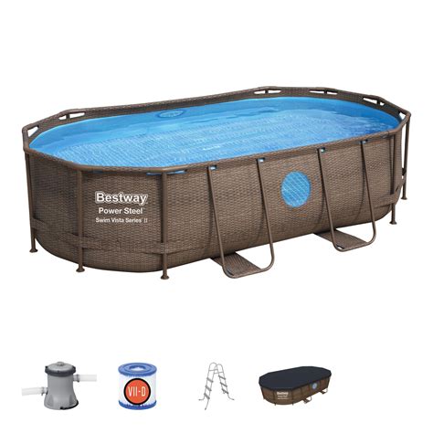 This item Bestway Power Steel Swim Vista Series II 14' x 8'2" x 39.5" Above Ground Pool Set, 14' x 8' x 40", Grey Stone INTEX 26791EH Prism Frame Premium Rectangular Above Ground Swimming Pool Set: 16ft x 8ft x 42in – Includes 1000 GPH Cartridge Filter Pump – Removable Ladder – Pool Cover – Ground Cloth . 