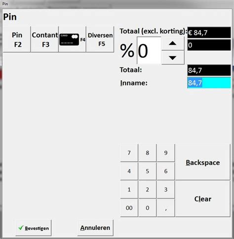 Betaalmogelijkheden Pin Contant of Creditcard