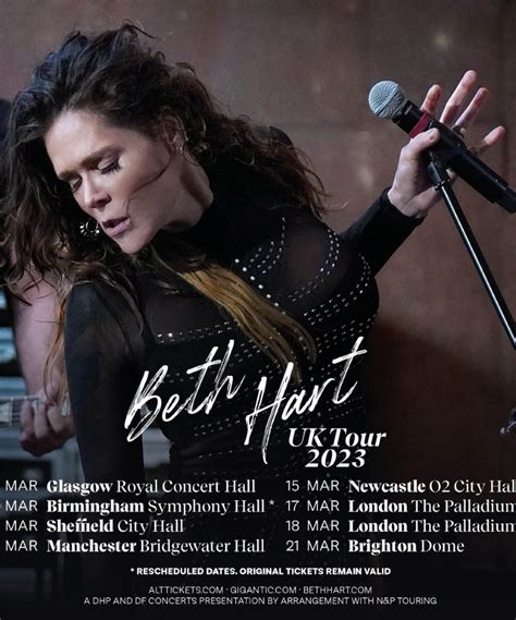 Beth hart tour. Beth Hart will start her next tour circuit early next year in 2020. Before that, you can still catch her playing in the US. If you would like to book tickets for her upcoming performances, you can see her at Chicago's Park West. After that, Hart will be heading overseas to Dublin's Vicar Street. 