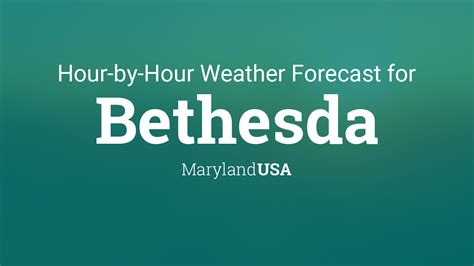 Bethesda, MD Hourly Weather Forecast star_ratehome. 57 ... Showers early, becoming a steady rain later in the day. High around 65F. Winds SSW at 10 to 20 mph. Chance of rain 100%. Rainfall near a .... 