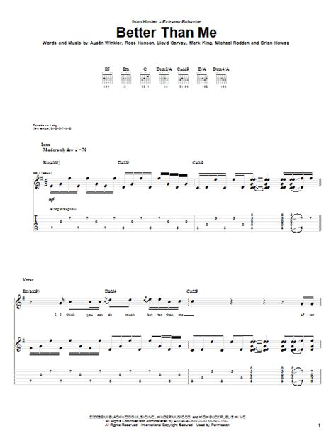 Better Than Me chords & tabs by Hinder @ 911Tabs