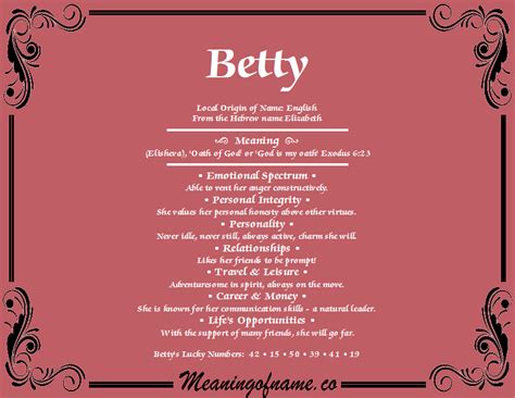 Betty - Name Meaning — Is Your Name Helping You? - Kabalarians