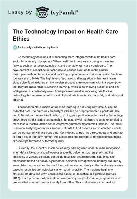 Between Technology And Humanity The Impact Of Technology On Health Care Ethics