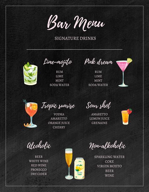 Beverage Menu Template Free