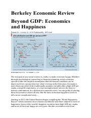 Beyond GDP: Economics and Happiness – Berkeley