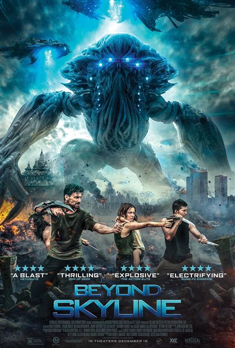Beyond skyline the movie. "Beyond Skyline" is a sci-fi film too dark and with a total lack of humor. There is no character development and we do not know anything about the lead characters. The screenplay is full of clichés and a complete mess, with action, detective story, crime, sci-fi, horror and martial arts. The special effects are excellent and maybe the best ... 