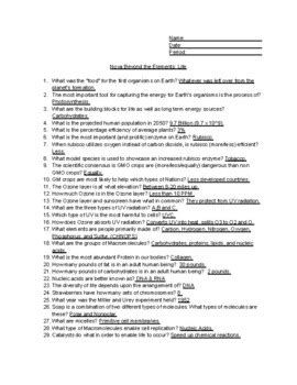 Beyond the Elements Life Answer Key Form Fill Out and Sign Printable