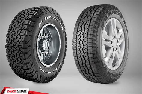 The BF Goodrich Trail Terrain T/A and BF Goodrich KO2 are both all-terrain tires, designed to handle a variety of surfaces. And despite their similarities, each tire has its strengths. Falken Wildpeak AT3W vs Toyo Open Country AT3